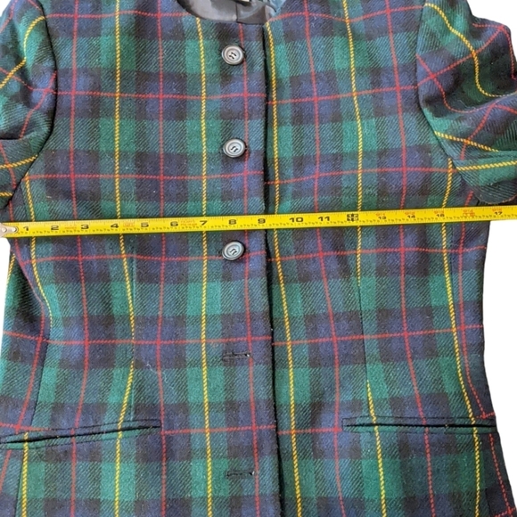 Vintage Joan Leslie Tartan Print Green & Red Blazer 6P - Picture 14 of 16